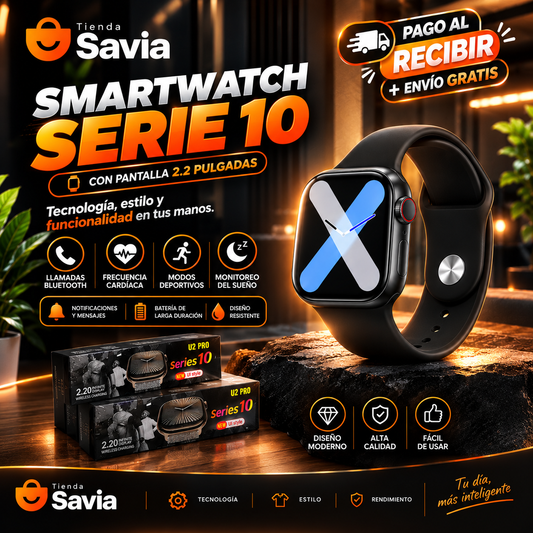 Smartwatch serie 10 con pantalla 2.2 pulgadas negro